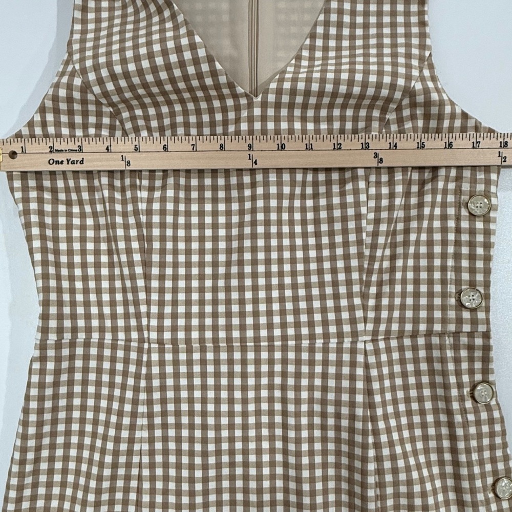 J. McLaughlin Tan Paulson Gingham Dress Stretch Knit Fabric Size 10 W529 - Picture 6 of 8